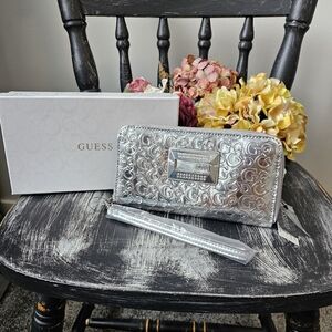 Guess Silver Wallet Chic and Functional